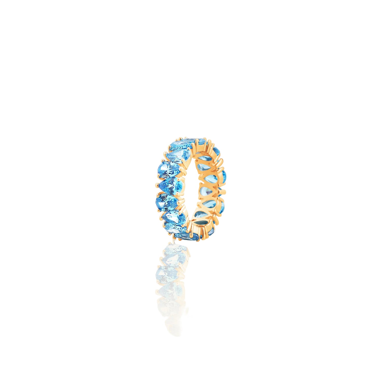 Pear Cut Blue Gem Eternity Ring – A Full Circle of Ocean Sparkle