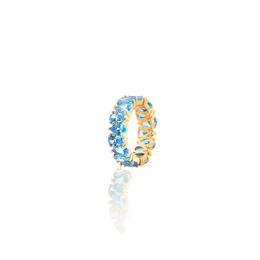 Pear Cut Blue Gem Eternity Ring – A Full Circle of Ocean Sparkle