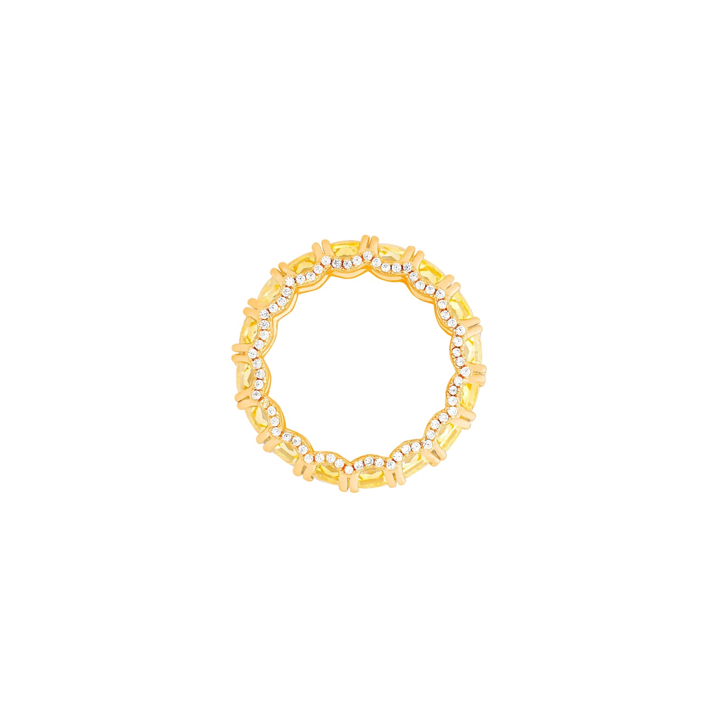 Chain-Edged Baguette Eternity Ring – Golden Weave of Bold Sparkle