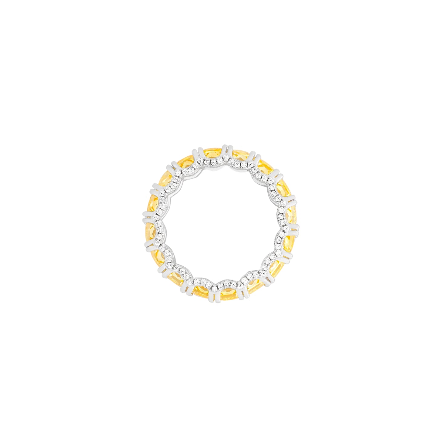 Chain-Edged Baguette Eternity Ring – Golden Weave of Bold Sparkle