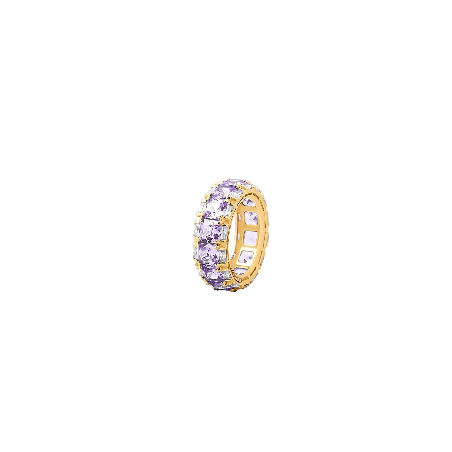 Square Purple & White Gem Eternity Ring – A Full Circle of Lavender & Ice Sparkle
