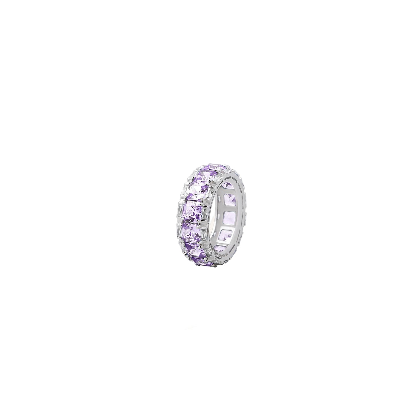 Square Purple & White Gem Eternity Ring – A Full Circle of Lavender & Ice Sparkle