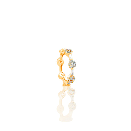 Vintage Floral Diamond Eternity Ring – Golden Scrolls & Sparkling Clusters