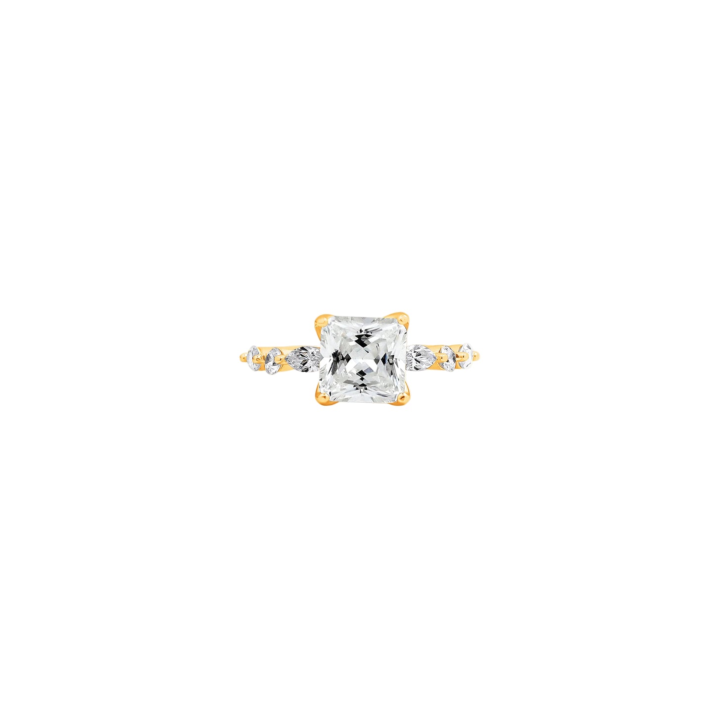 Princess Cut Diamond Ring with Diamond Accents – Golden Sparkle That Tells Your Story