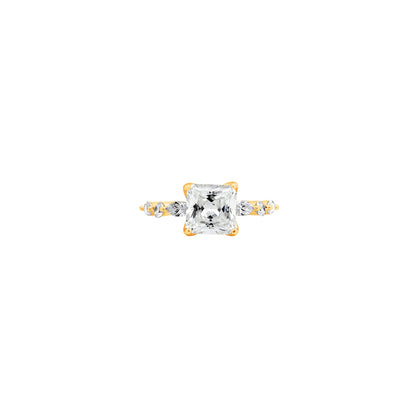 Princess Cut Diamond Ring with Diamond Accents – Golden Sparkle That Tells Your Story