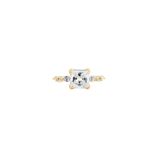 Princess Cut Diamond Ring with Diamond Accents – Golden Sparkle That Tells Your Story