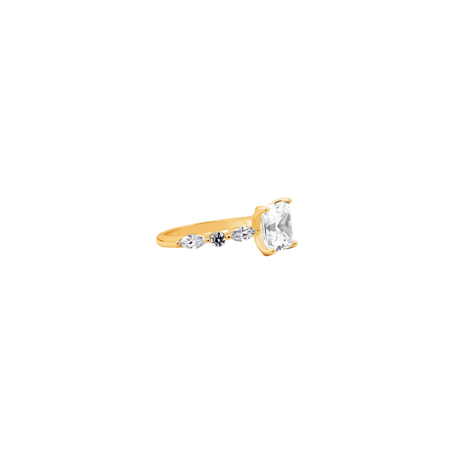 Princess Cut Diamond Ring with Diamond Accents – Golden Sparkle That Tells Your Story