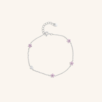 Pink Diamond Flower Bracelet