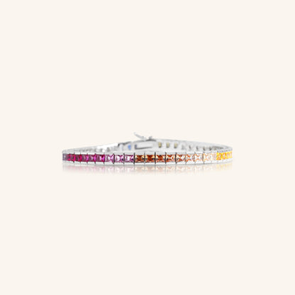 Princess Diamond Rainbow Tennis Bracelet