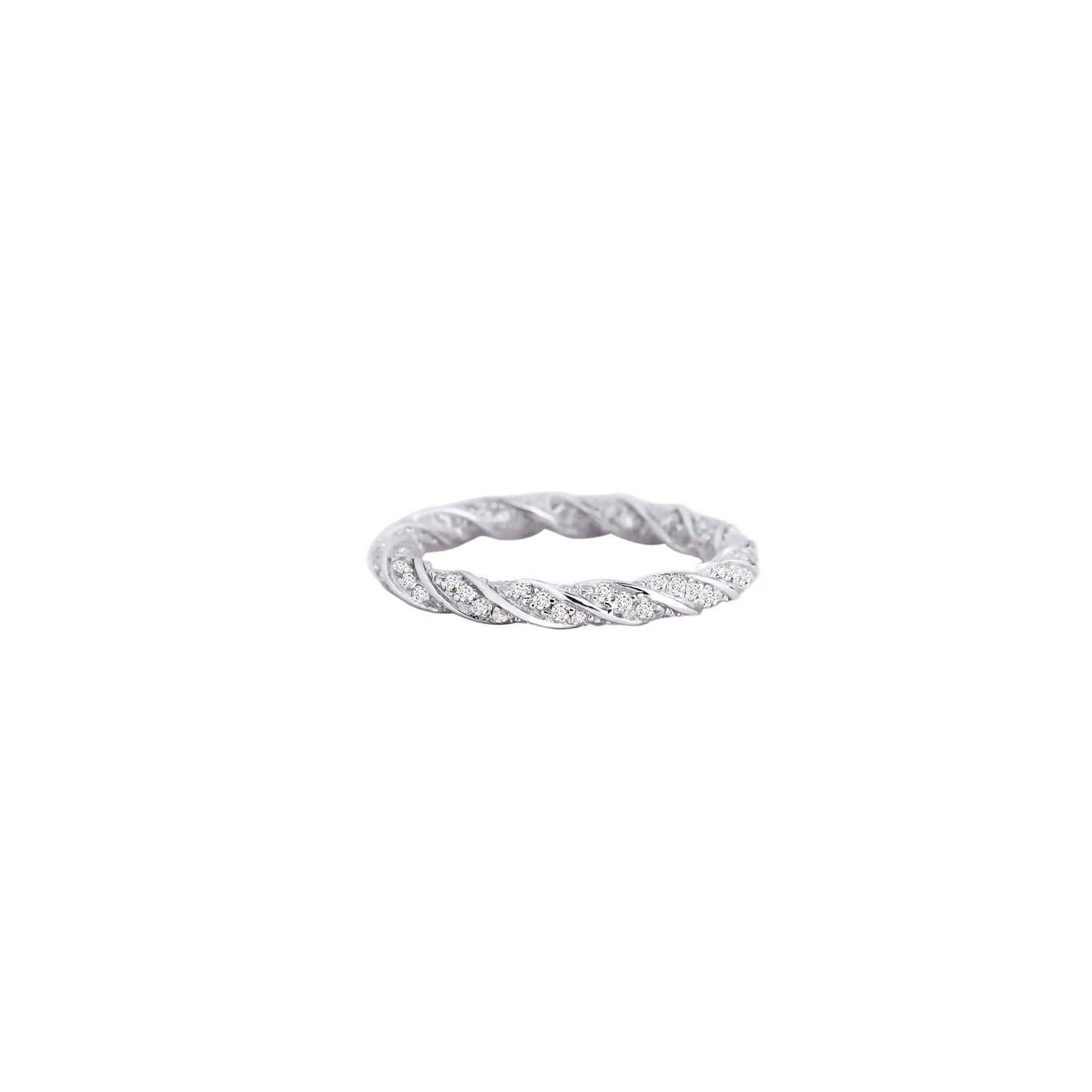Twisted Textured Diamond Band – Golden Weave of Timeless Sparkle
