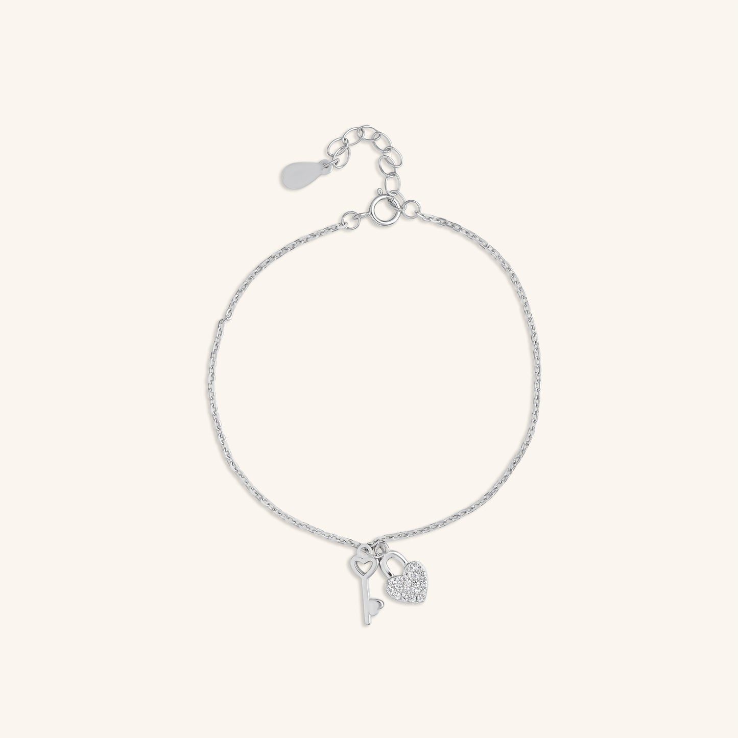 Heart Key Charm Bracelet