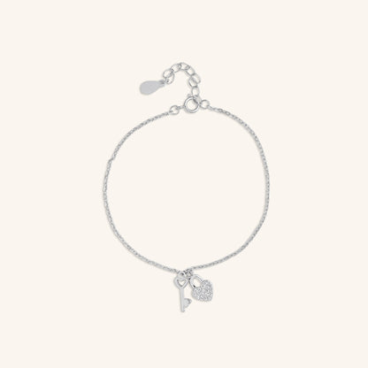 Heart Key Charm Bracelet
