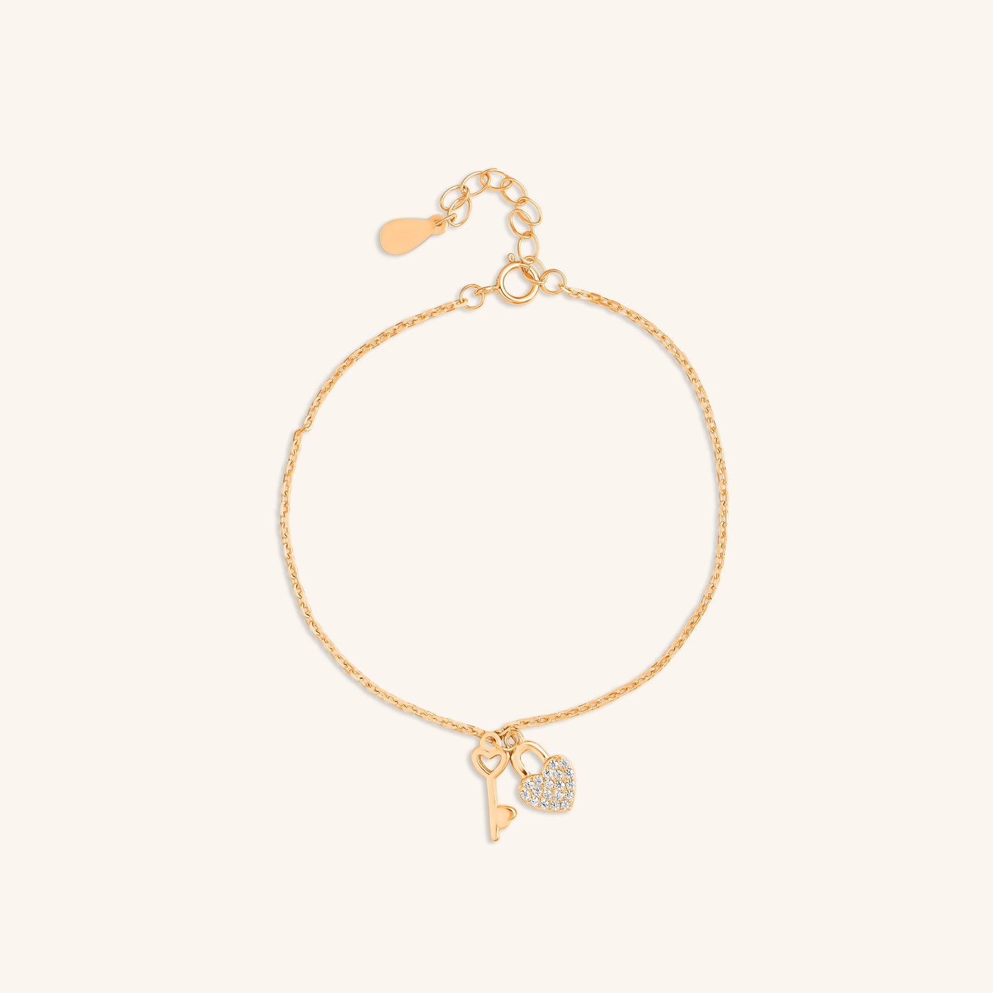 Heart Key Charm Bracelet