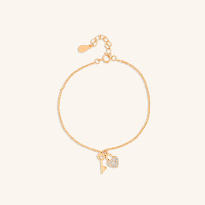 Heart Key Charm Bracelet