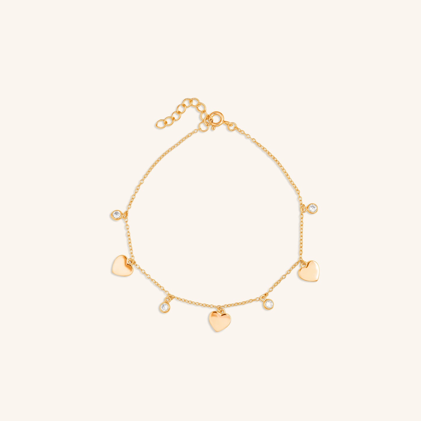 Three Heart Charm Diamond Bracelet
