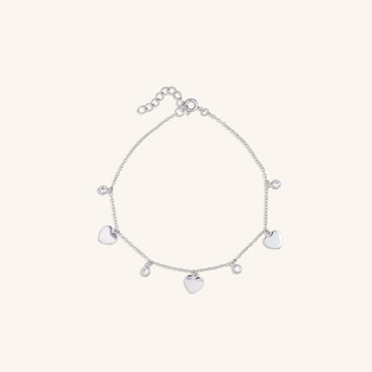 Three Heart Charm Diamond Bracelet