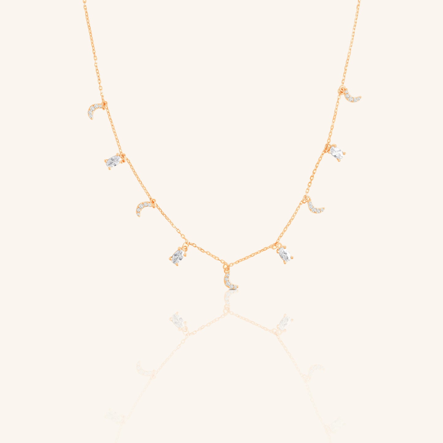 Moon Oval Diamond Chain Pendant