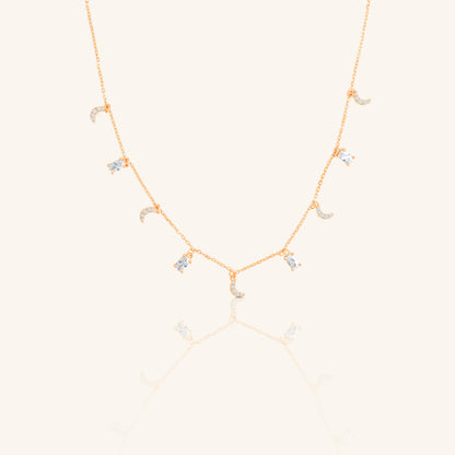 Moon Oval Diamond Chain Pendant