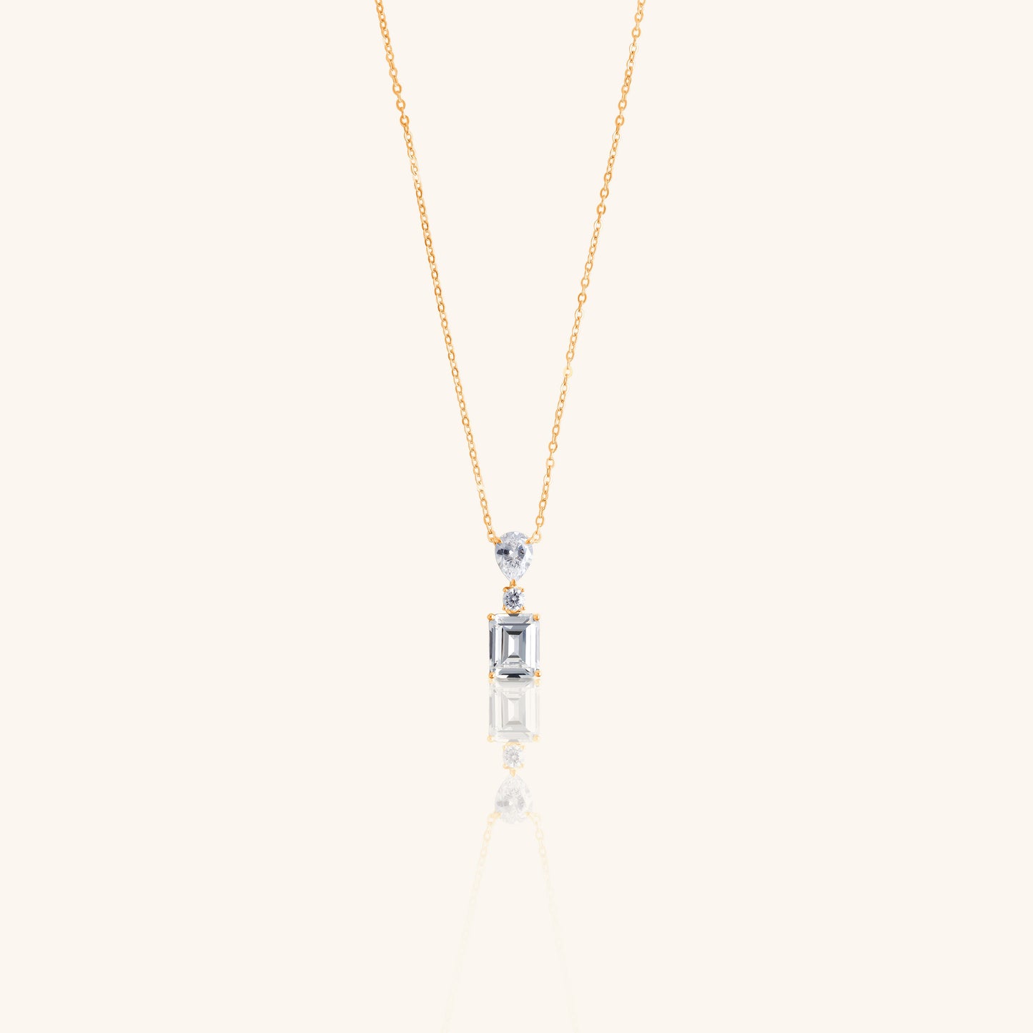 Reverse Pear Emerald Chain Pendant
