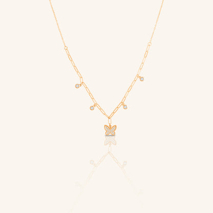 Butterfly and Round Diamond Chain Pendant