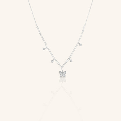 Butterfly and Round Diamond Chain Pendant