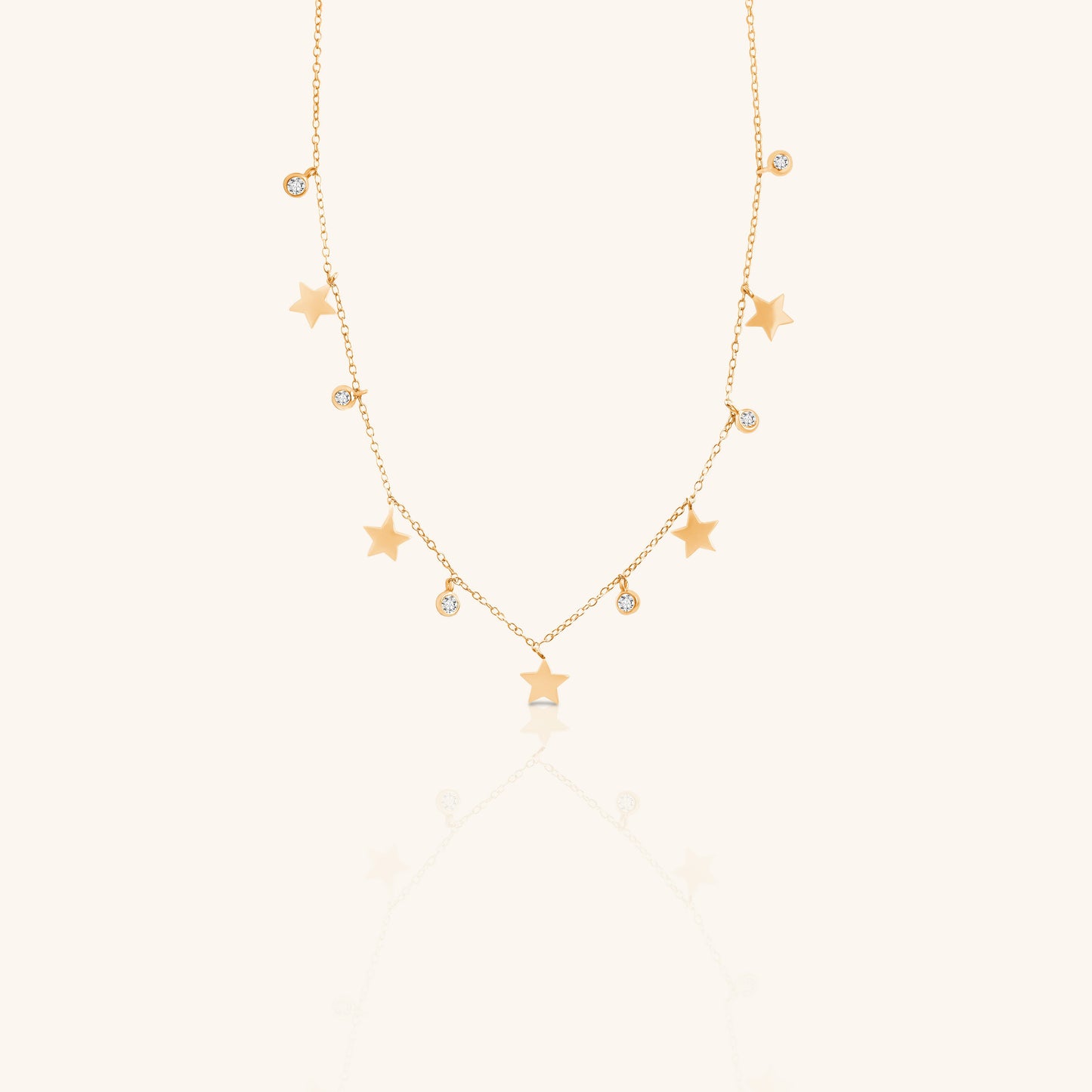 Plain Star Charm and Round Diamond Chain