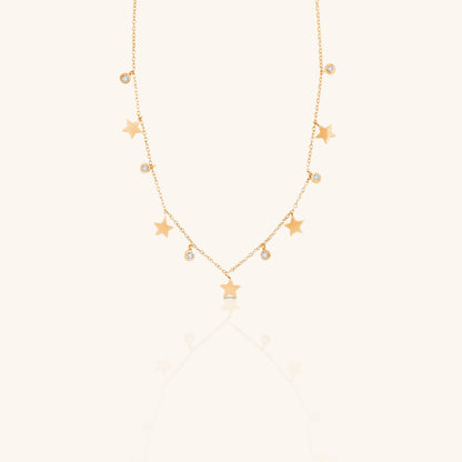 Plain Star Charm and Round Diamond Chain