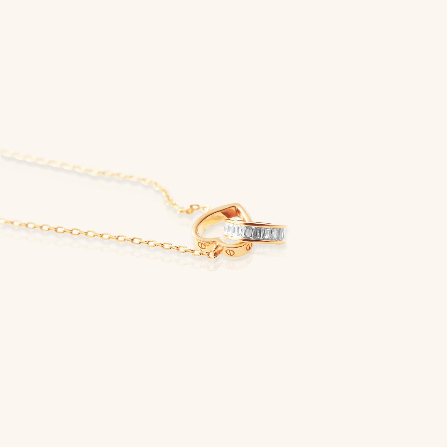 Heart Interlocked Chain Pendant