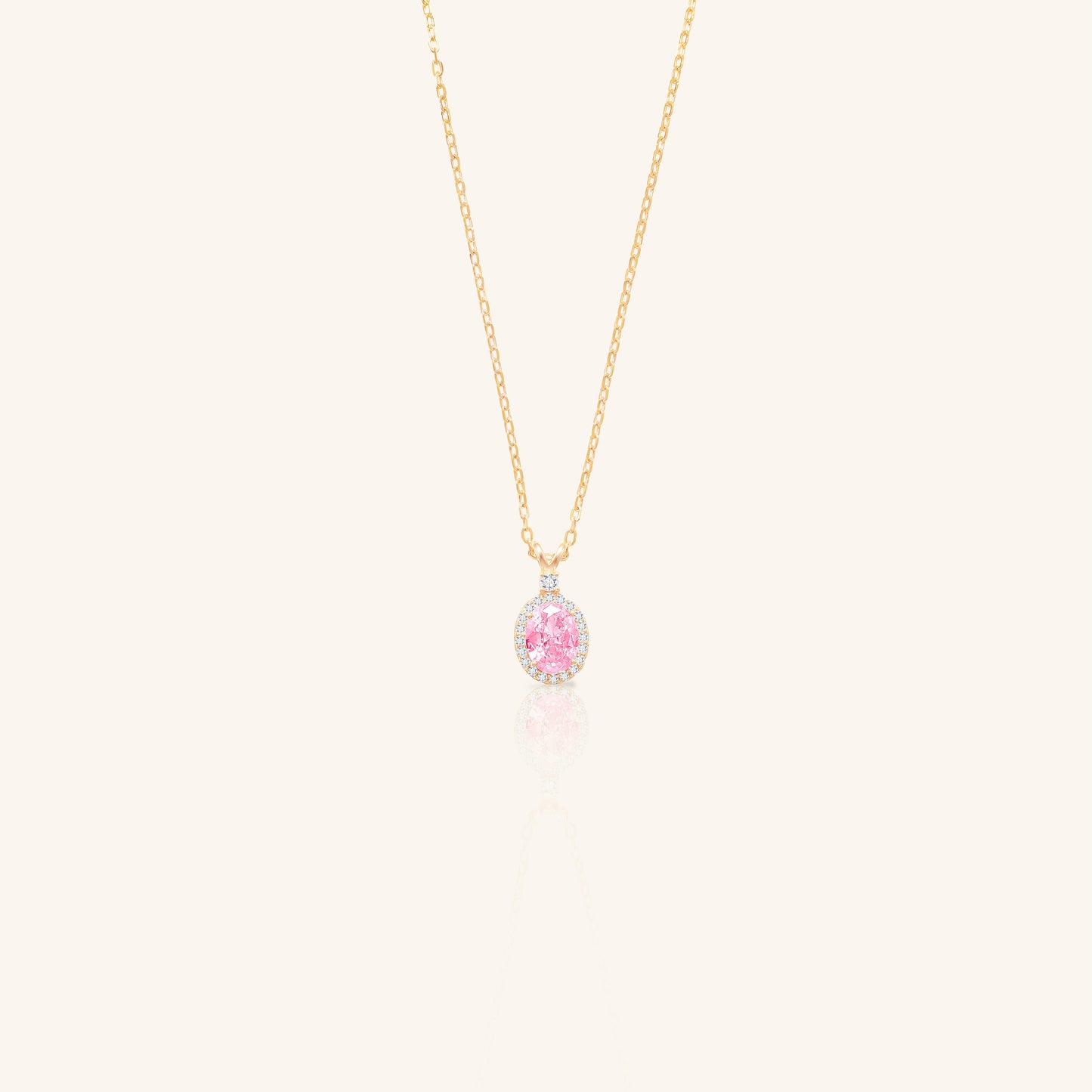 Pink Oval Diamond Chain Pendant