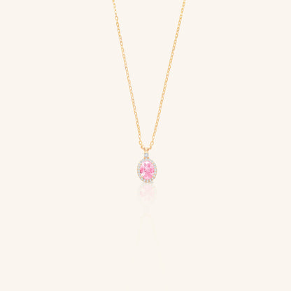 Pink Oval Diamond Chain Pendant