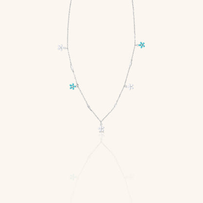Blue and White Flower Charm and Chain