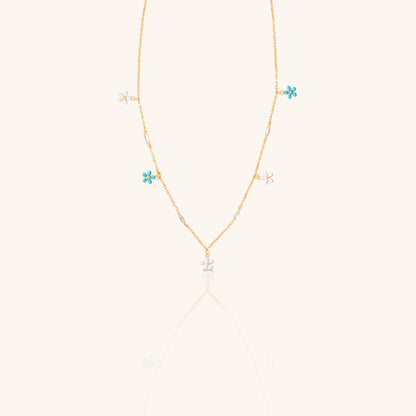 Blue and White Flower Charm and Chain