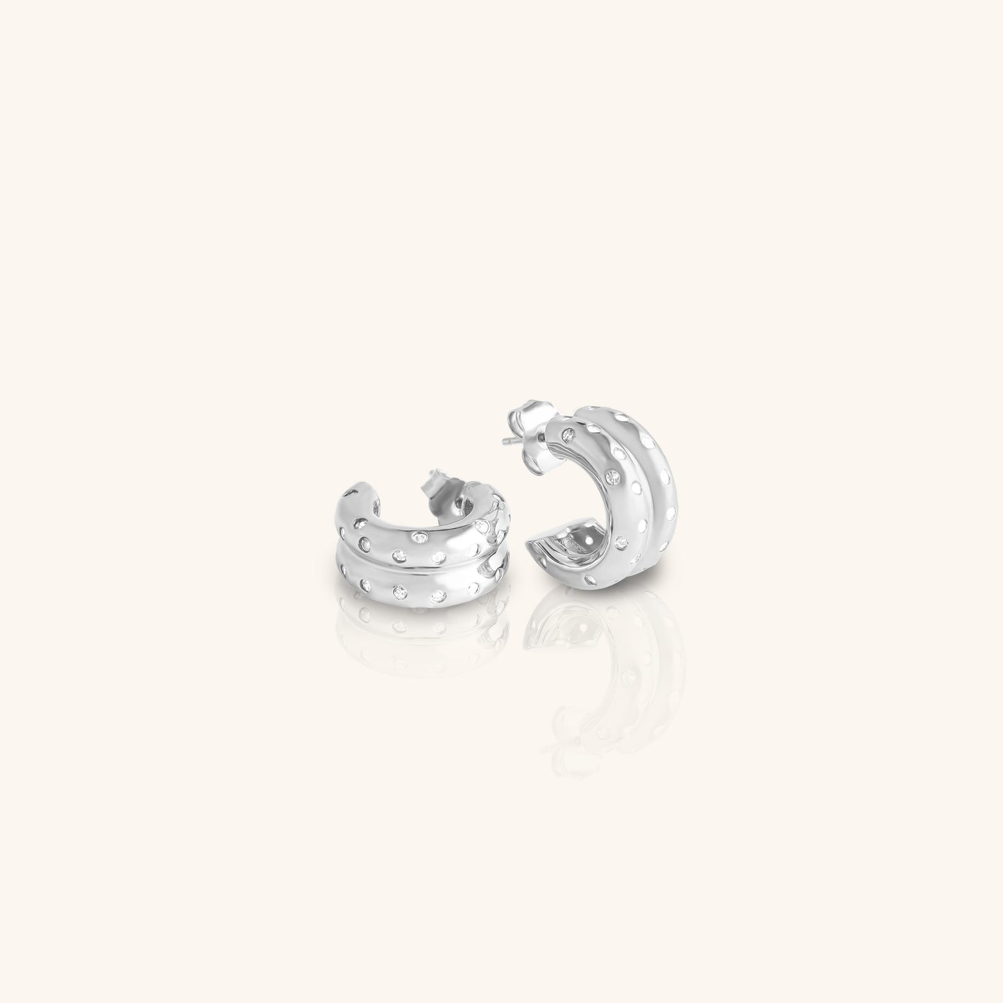 Diamond Double Hoops