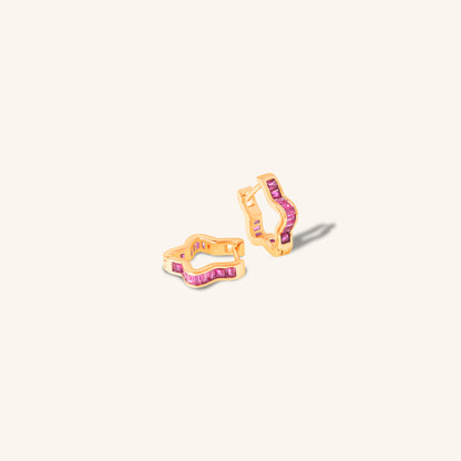 Ruby Baguette Star Hoop