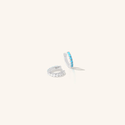 Diamond and Turquoise Huggies