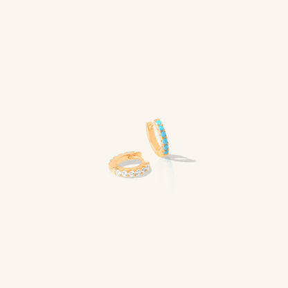 Diamond and Turquoise Huggies