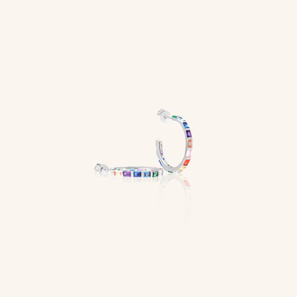 Single Line Rainbow Baguette Hoop