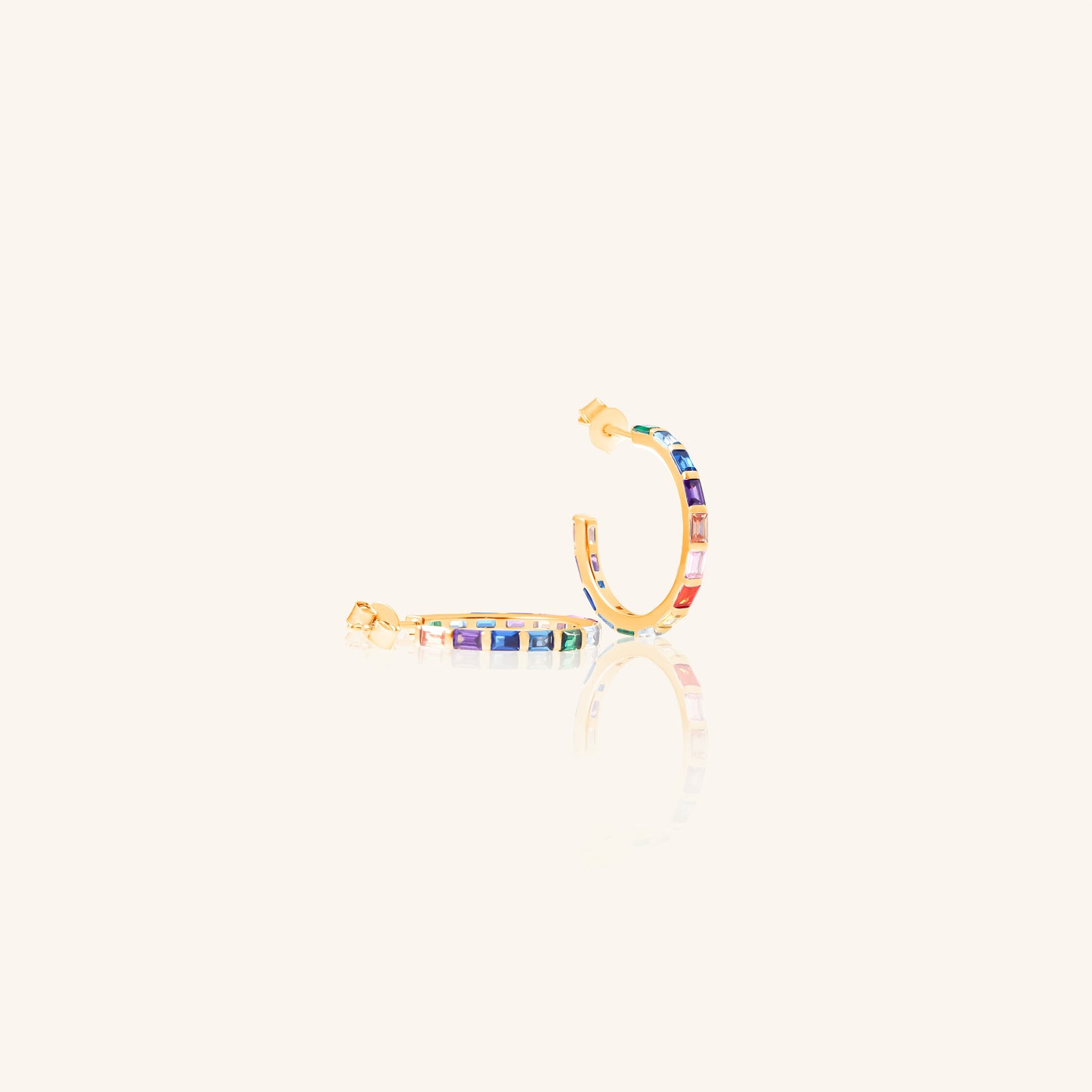 Single Line Rainbow Baguette Hoop