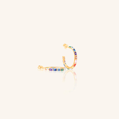 Single Line Rainbow Baguette Hoop