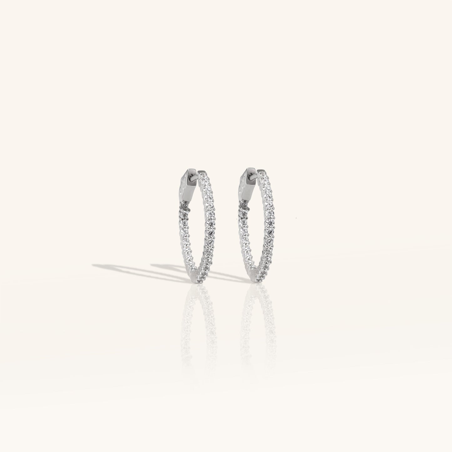 Single Line Diamond Medium Hoop