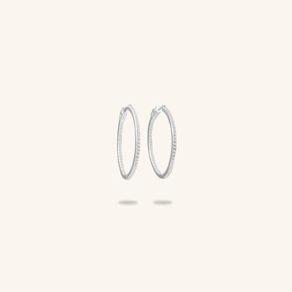 Single Line Round Diamond Hoops