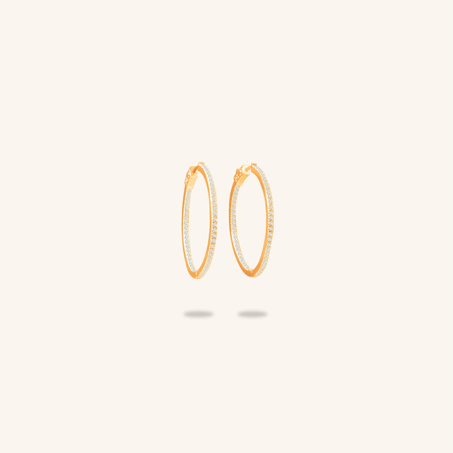 Single Line Round Diamond Hoops