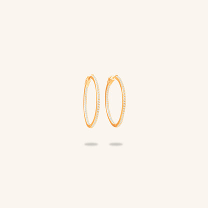 Single Line Round Diamond Hoops
