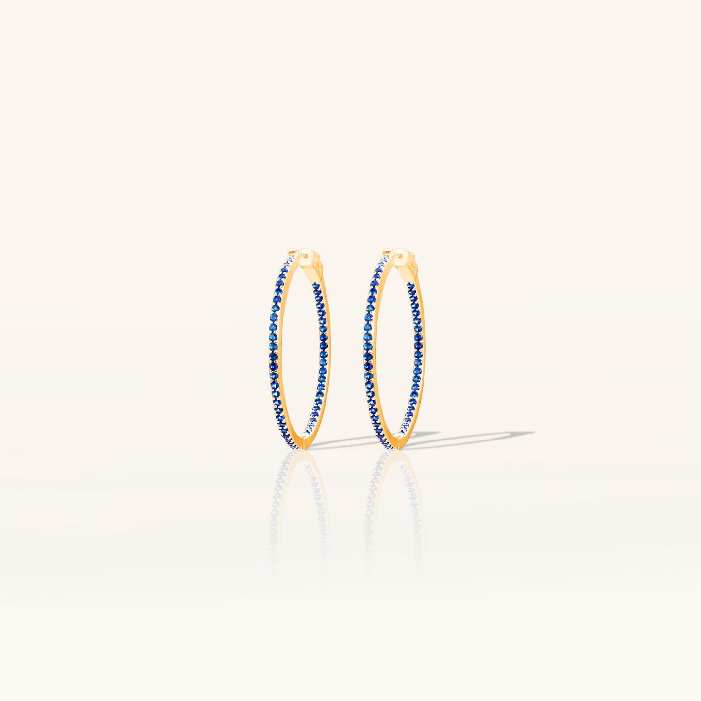 Single Line Blue Sapphire Hoops