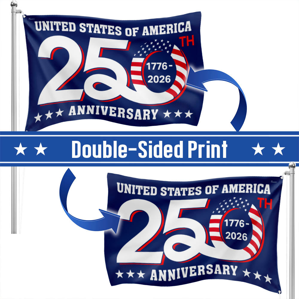 Patriotic 250th Anniversary 1776-2026 United States of America Semiquincentennial Grommet Flag