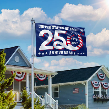 Patriotic 250th Anniversary 1776-2026 United States of America Semiquincentennial Grommet Flag