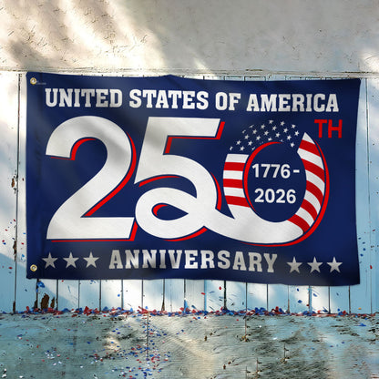 Patriotic 250th Anniversary 1776-2026 United States of America Semiquincentennial Grommet Flag