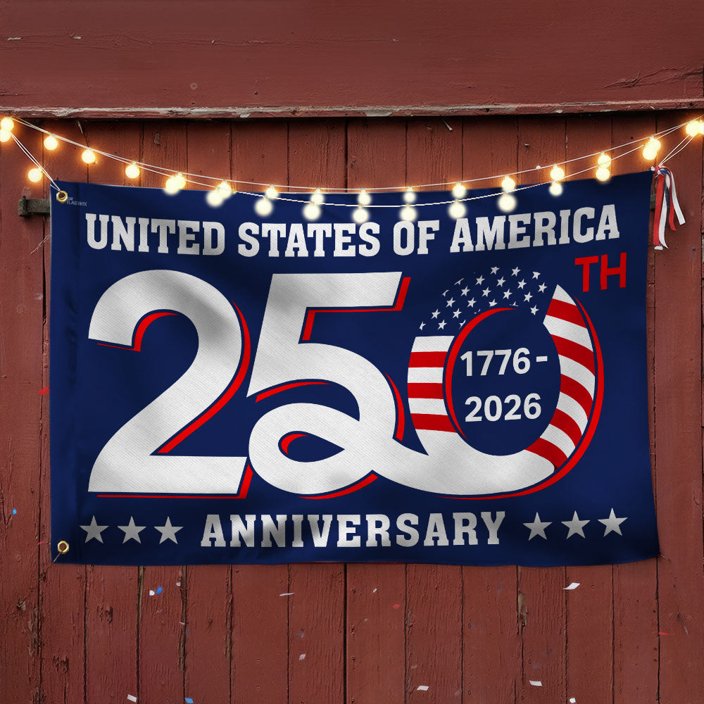 Patriotic 250th Anniversary 1776-2026 United States of America Semiquincentennial Grommet Flag