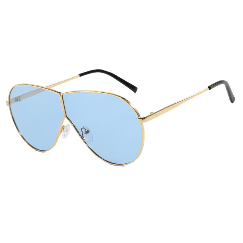 Hipster One-piece Metal Temples Aviator Sunglasses