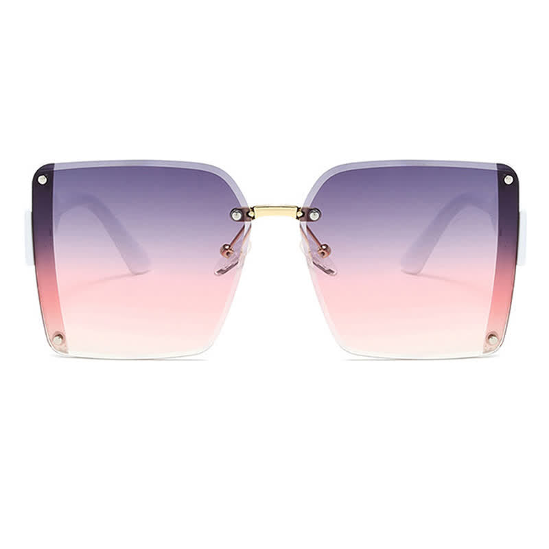 Square Frame Oversized Rimless Sunglasses